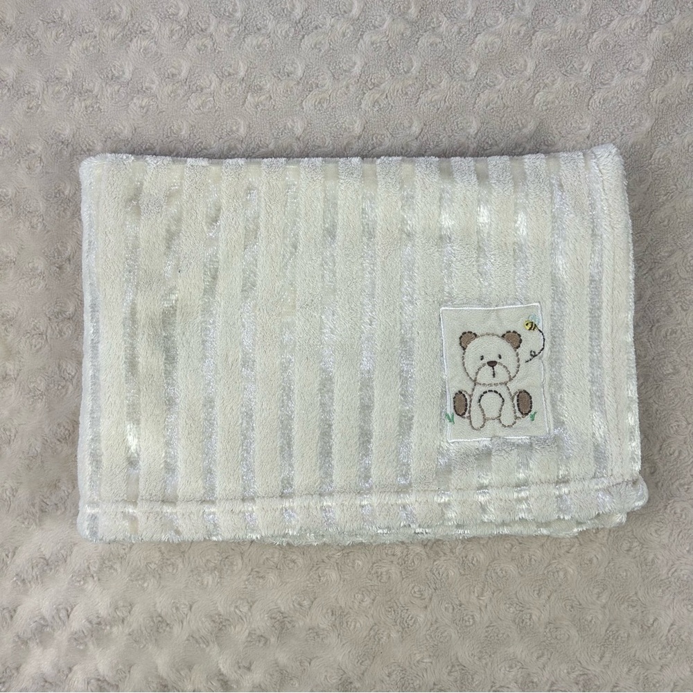 Chick Pea Teddy Bear Bumblebee Baby Blanket Stripes Beige Tan Lovey Security Bee
